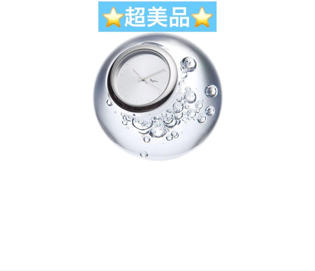 スガハラガラス 置時計 クリア 深海から湧き起こる泡