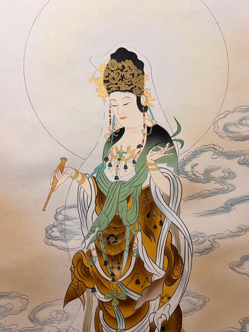 英照 直筆 「観音」 仏画仏教美術 掛軸 掛け軸 絵画 人物画 観音菩薩 茶掛