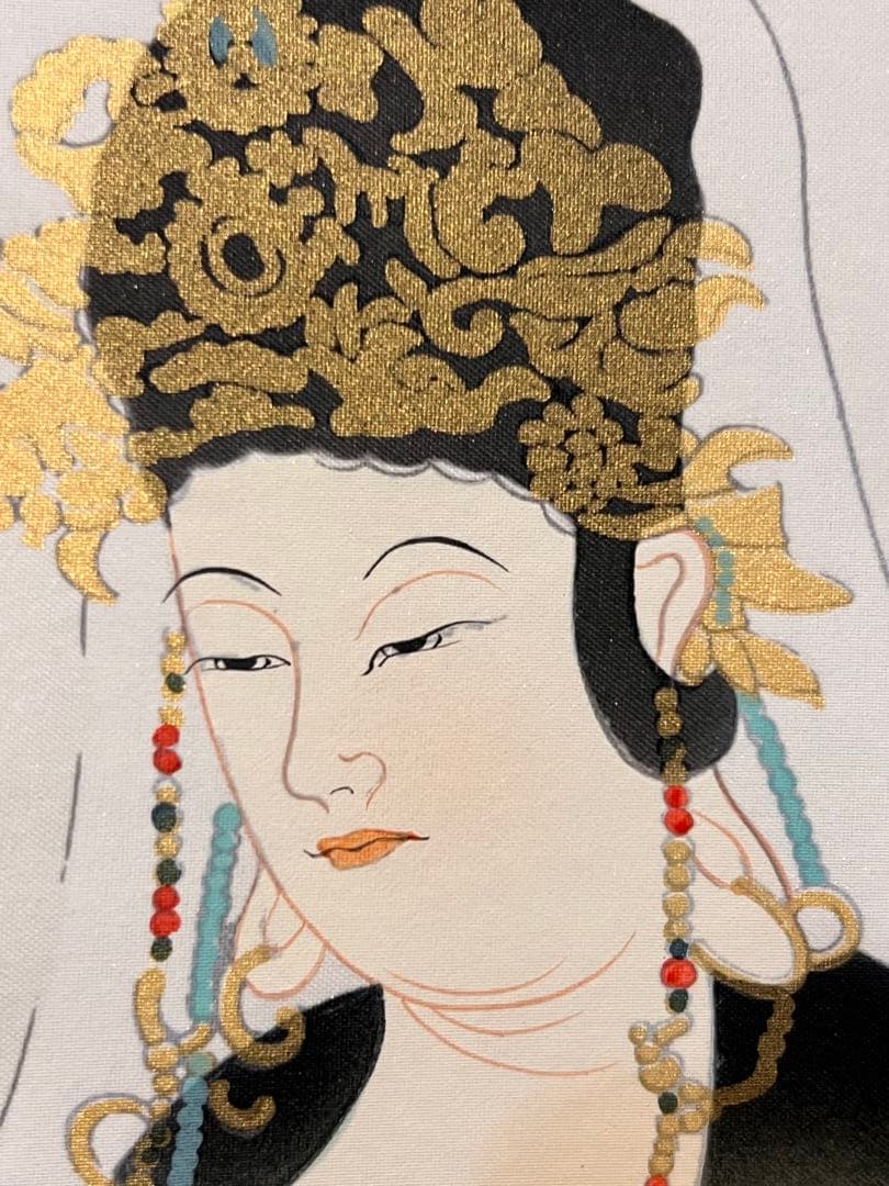 英照 直筆 「観音」 仏画仏教美術 掛軸 掛け軸 絵画 人物画 観音菩薩 茶掛
