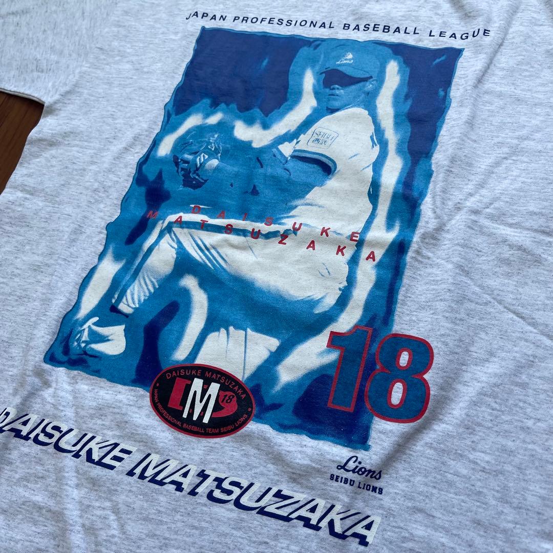 90s 00s 西武ライオンズ 松坂大輔 Tシャツ グレー M ほぼデッド