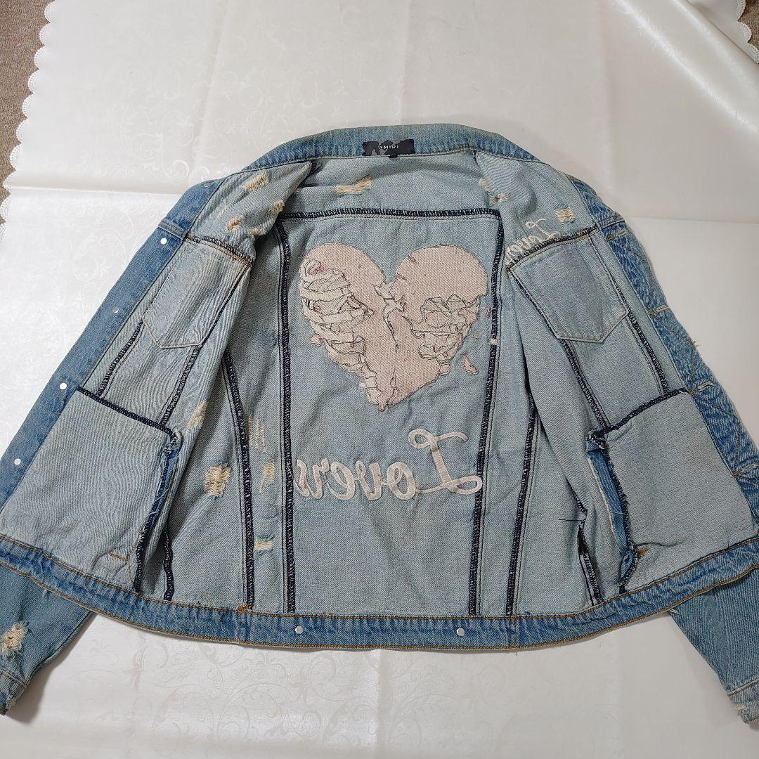 AMIRI Lovers デニムジャケット ハート刺繍 Lサイズ