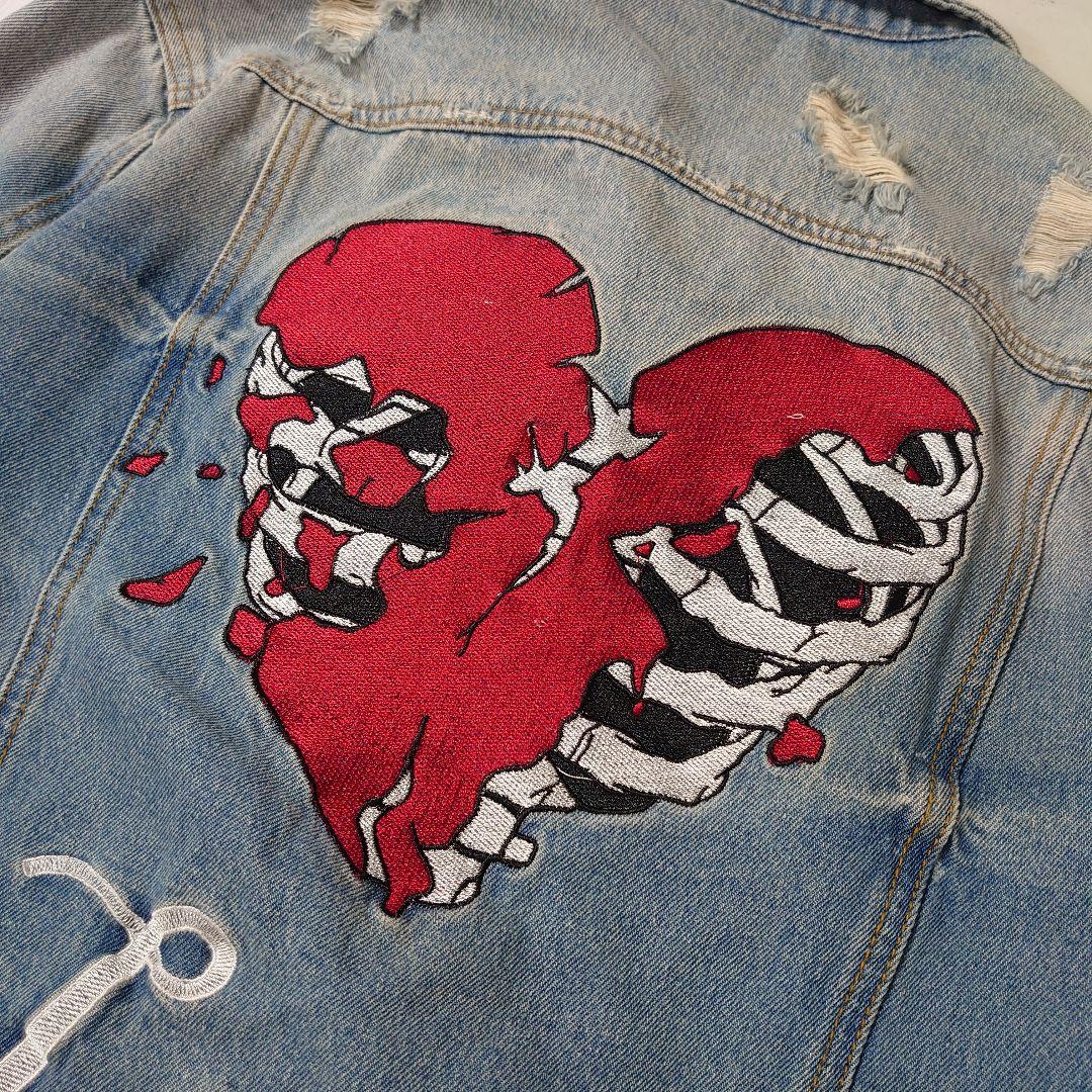 AMIRI Lovers デニムジャケット ハート刺繍 Lサイズ