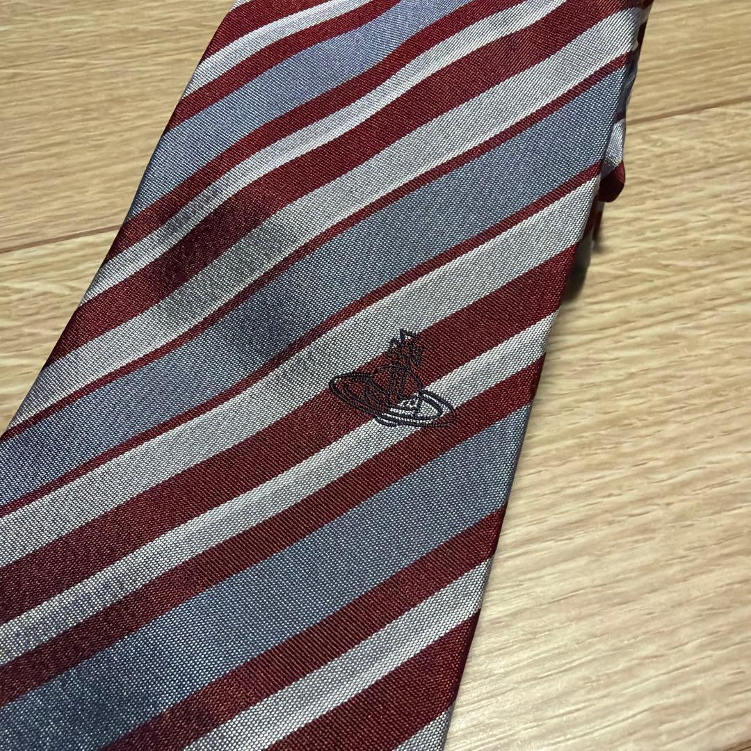 Vivienne Westwood オーブ ストライプネクタイ　グレー