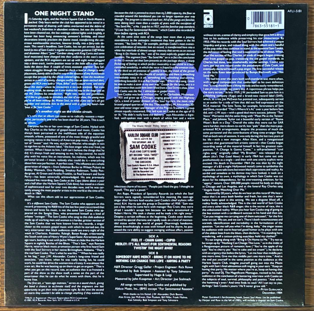 【LP レコード】【オリジナル盤】SAM COOKE サム・クック/ライブ〜