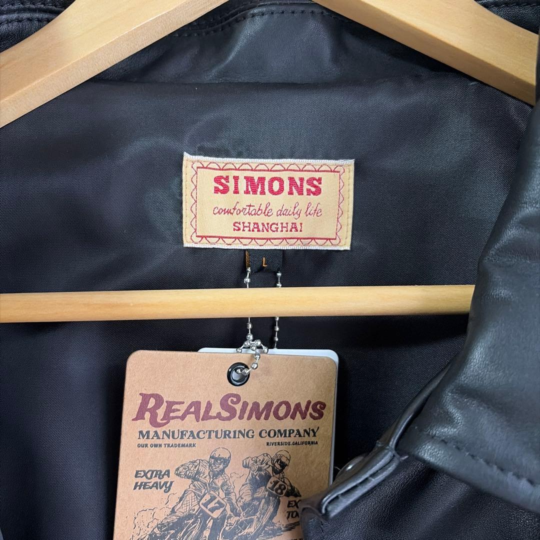 REAL SIMONS カニーノ仔牛革 コーチジャケット ブラック L