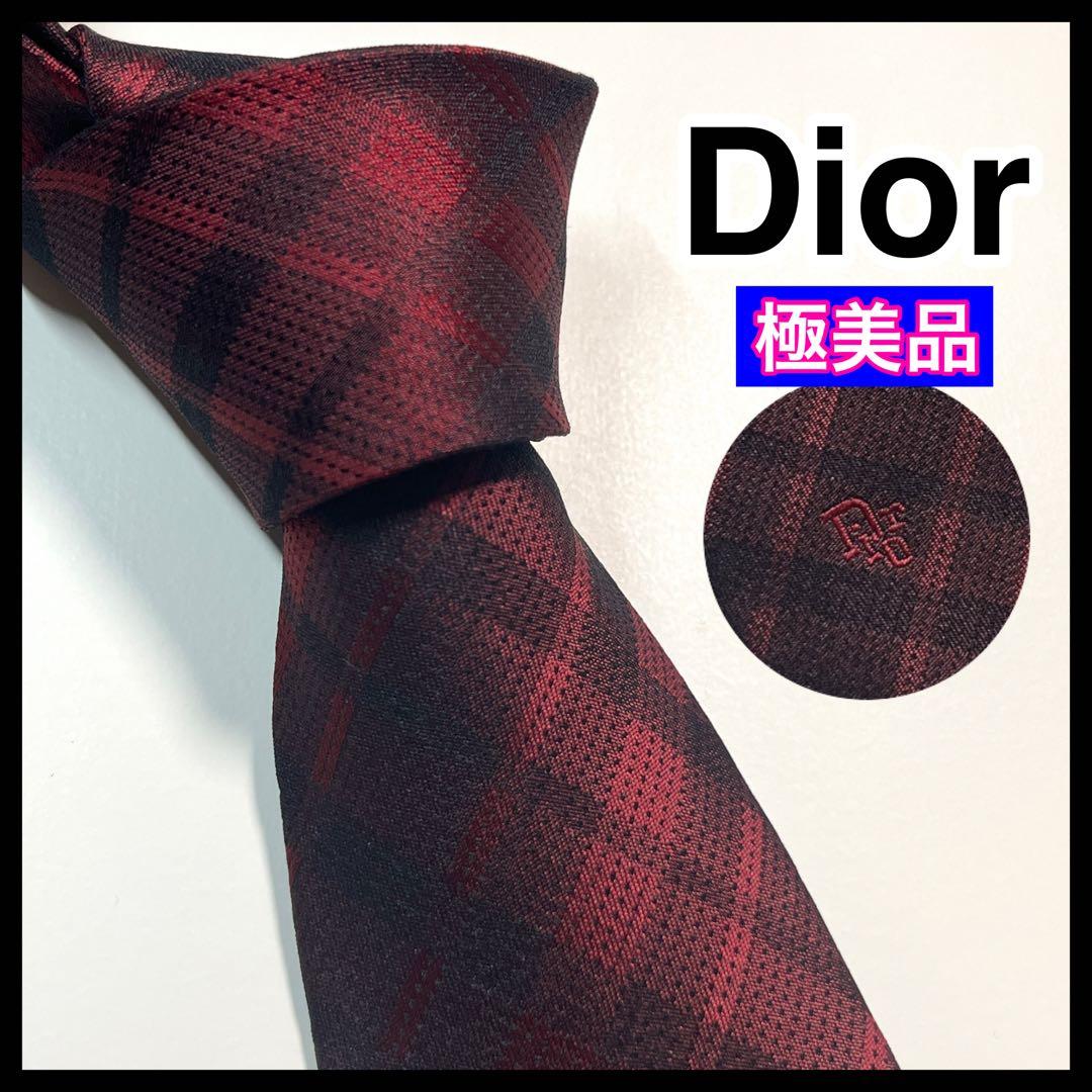 ✨極美品✨Christian Dior ディオール　ネクタイ　チェック柄　ロゴ