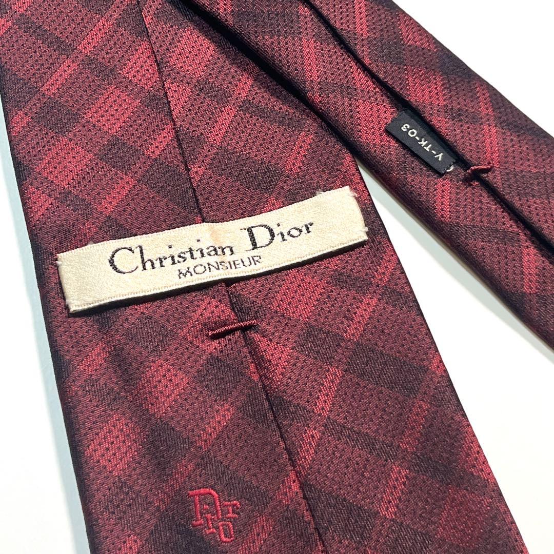 ✨極美品✨Christian Dior ディオール　ネクタイ　チェック柄　ロゴ