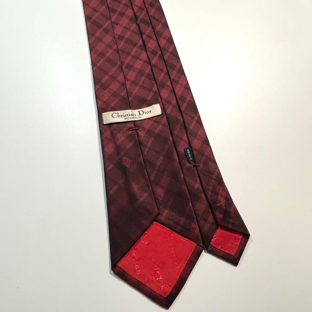 ✨極美品✨Christian Dior ディオール　ネクタイ　チェック柄　ロゴ