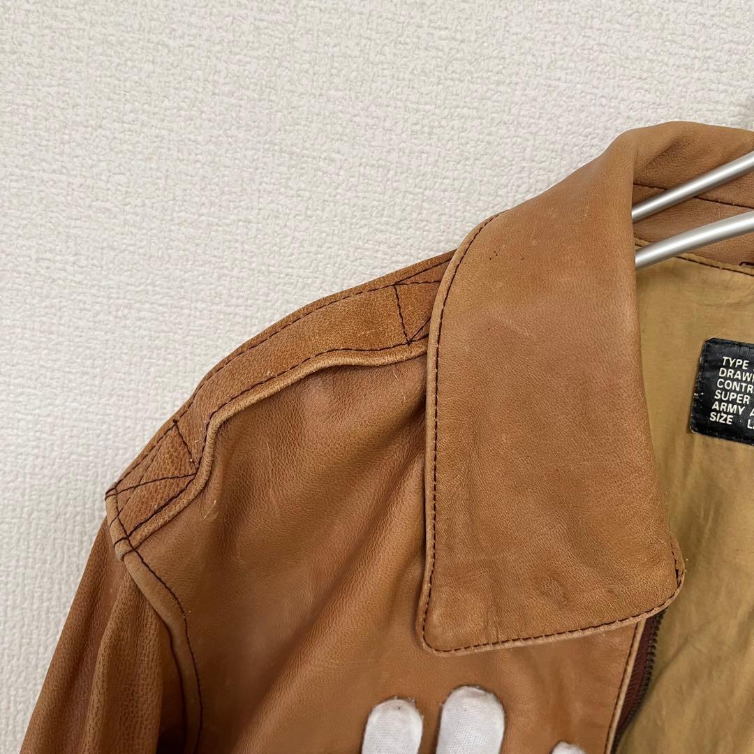 \"90s\"ゴートレザー A-2 フライトジャケット SIZE:L ブラウン