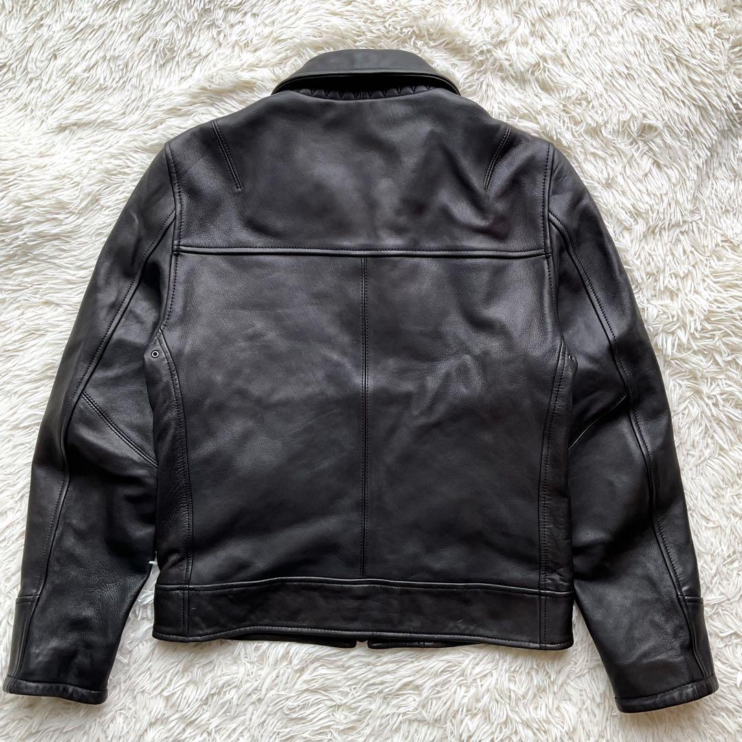 美品✨AVIREX レザージャケット　シングルライダース　羊革　M ブラック