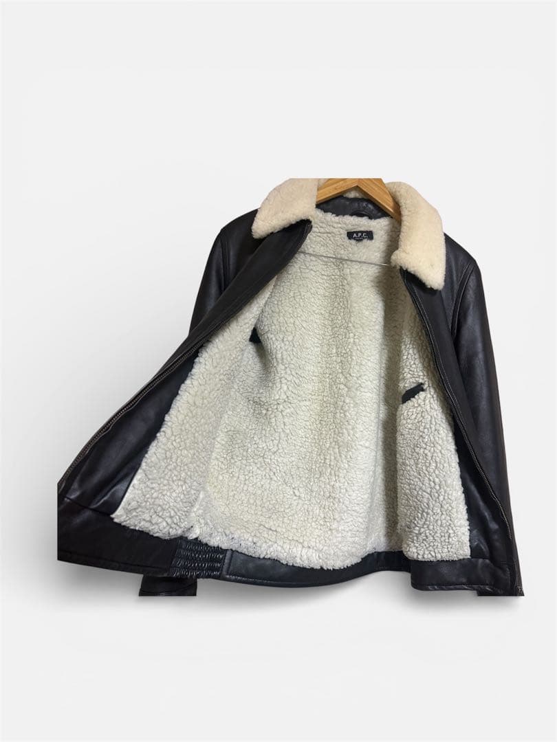 美品　A.P.C 羊革　ボア　レザージャケット　サイズ2　黒　ブラック