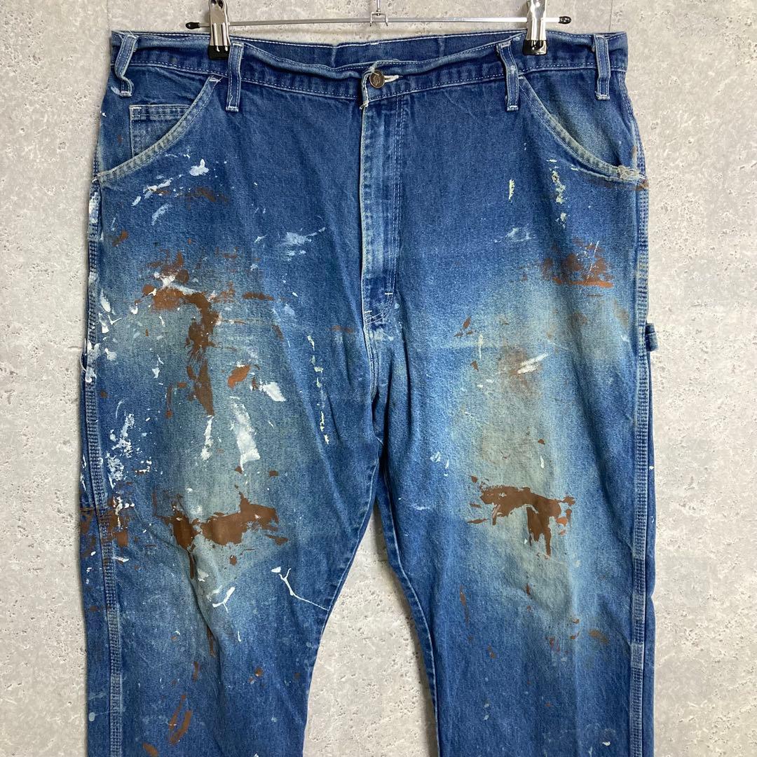 ディッキーズ　ペインターパンツ　ペイント　ブルーデニムジーンズW38 L31相当