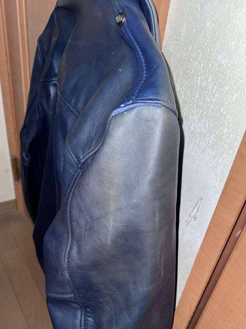 【 ヴィンテージ 】 90s Schott レザージャケット ネイビー 日焼け