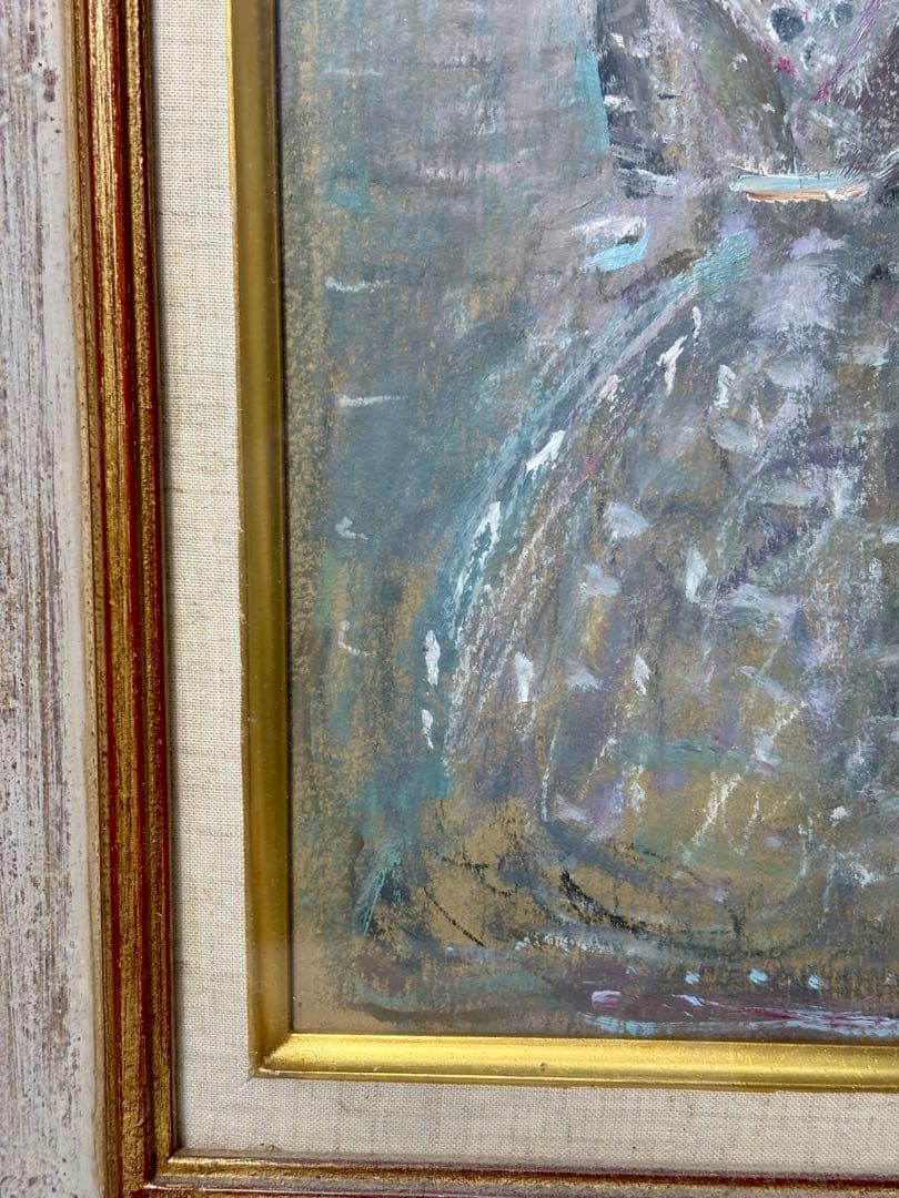 ポ*ん様 小野州一 油彩画 女性像 額装作品