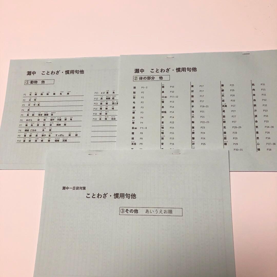 goma　灘中　中学受験　国語 1日目対策資料　4セット