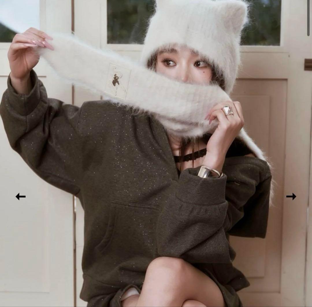 andwang/Fluffy cat knit hat/ニット帽