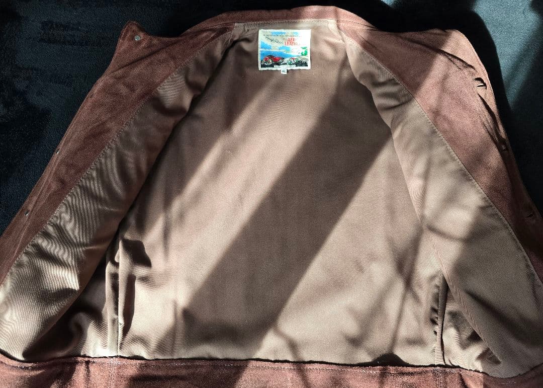 AERO LEATHER Type 3 スエード トラッカージャケット42 茶
