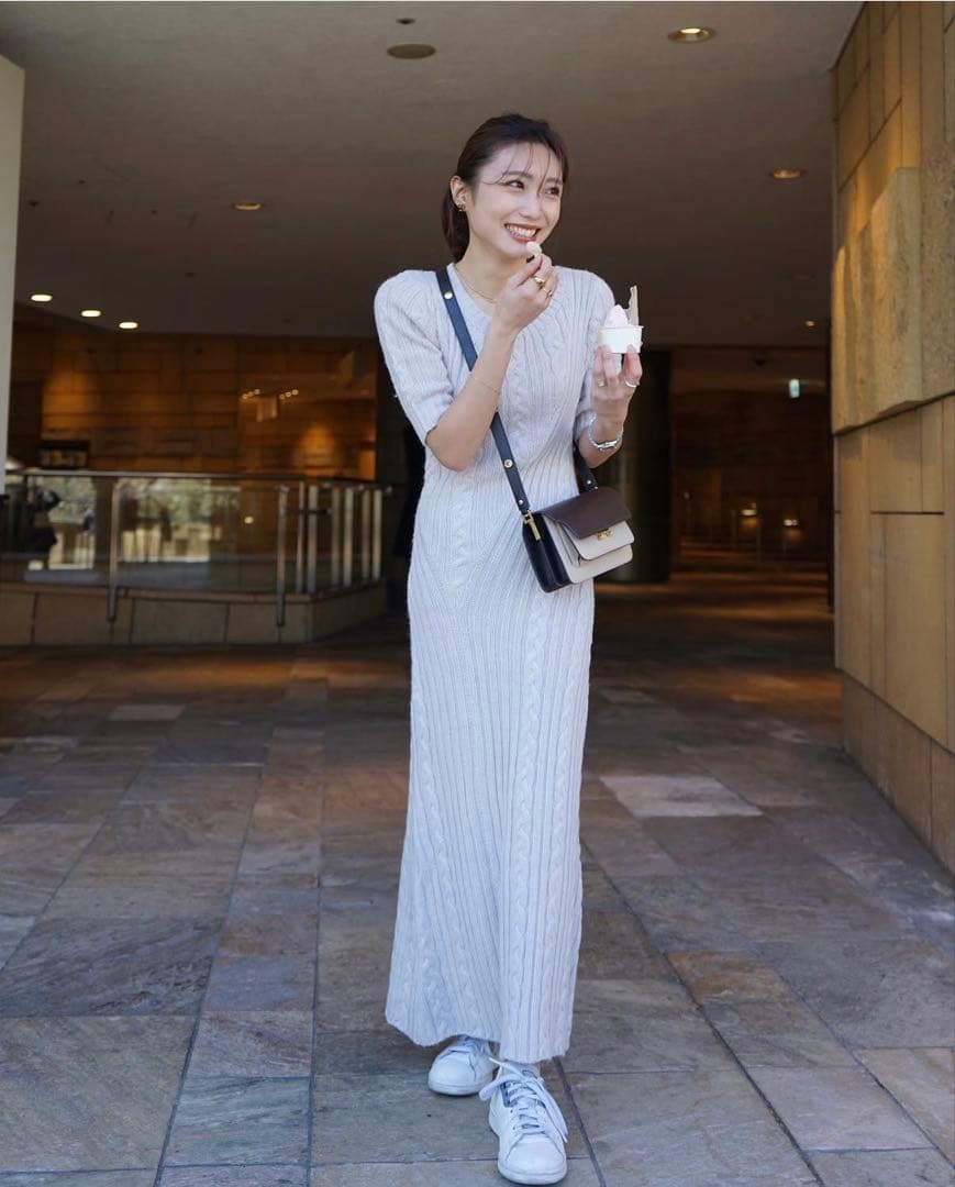 完売品★ Laubeblanc cable knit Dress ivory