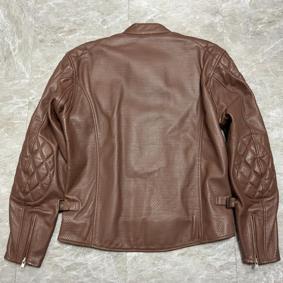 美品 パンチングレザー シングルライダース ジャケット XL 羊革 MET'Z