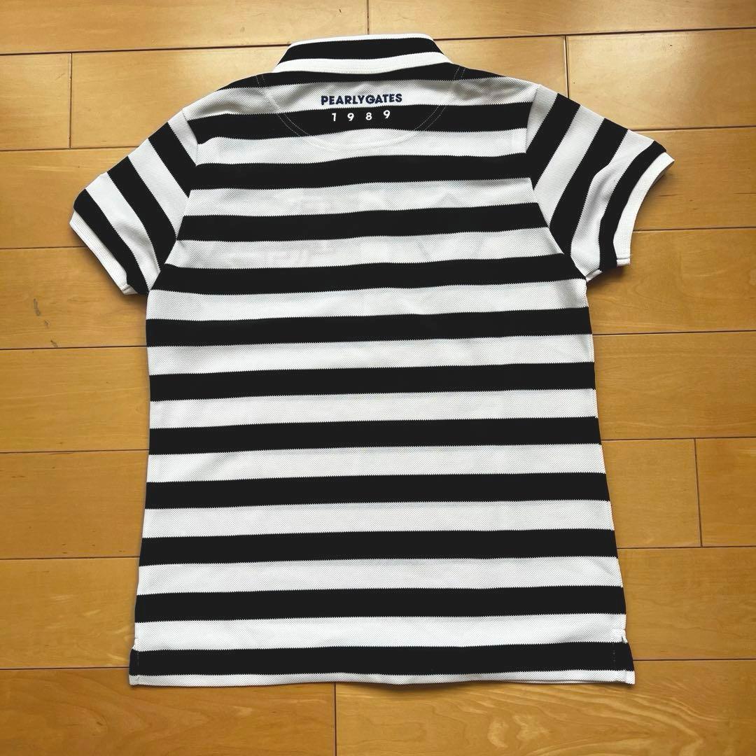 日本製⭐️新品パーリーゲイツ 速乾メッシュボーダーポロシャツ⭐️ビッグロゴ付き