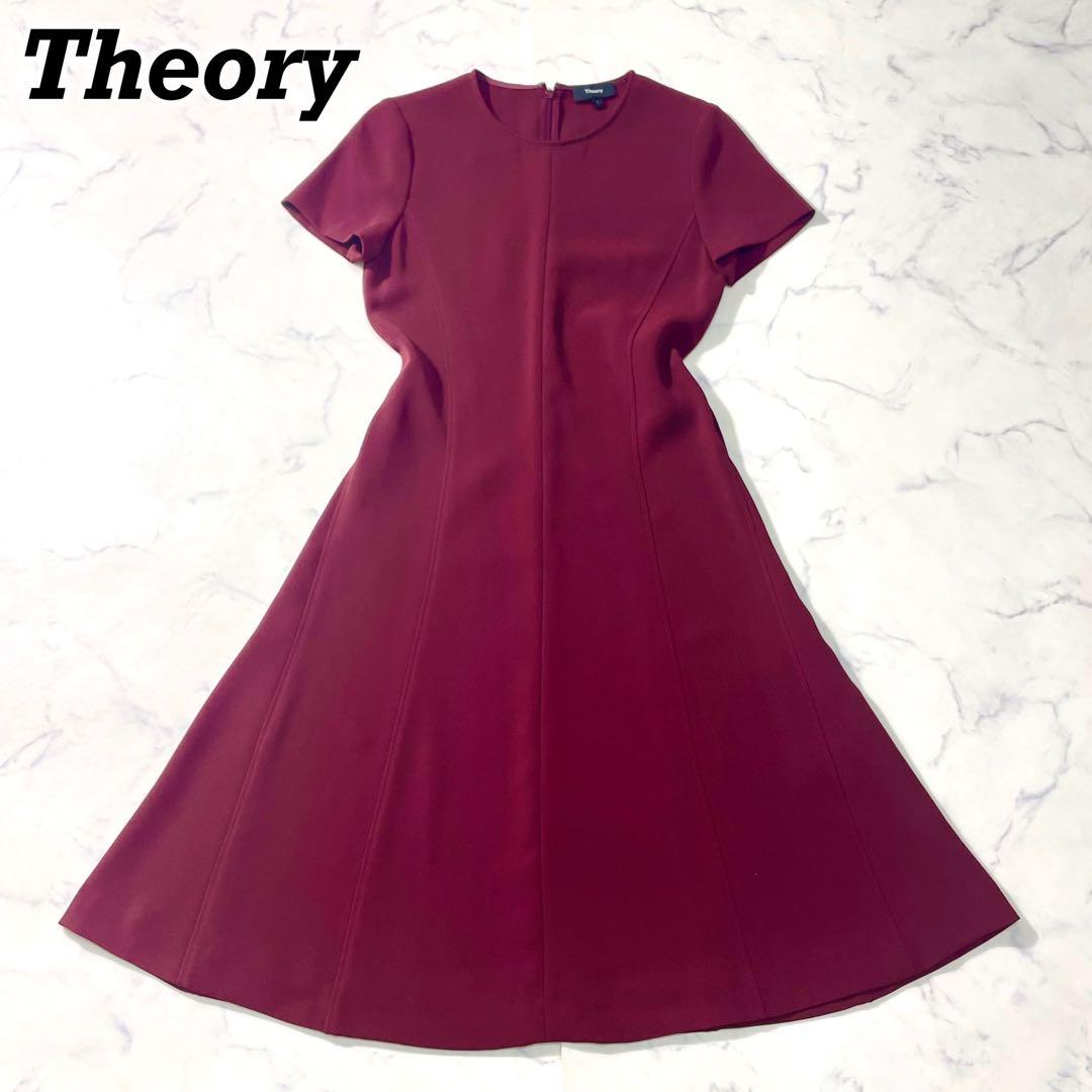 美品✨ 現行✨ Theory半袖 フレアワンピース トリアセテート Aライン M