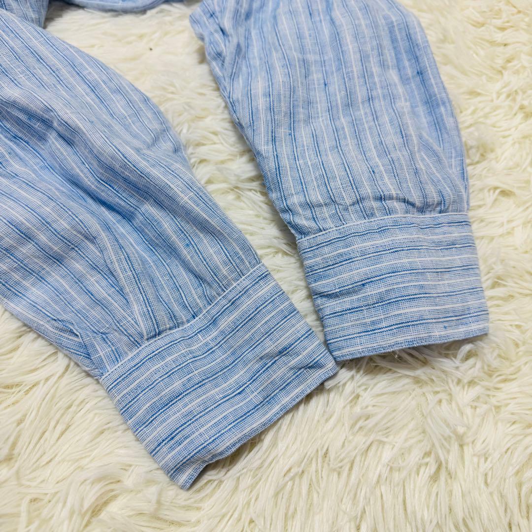 美品✨かぐれ 2023SS　『ユニセックス』リネンストライプビッグシャツ