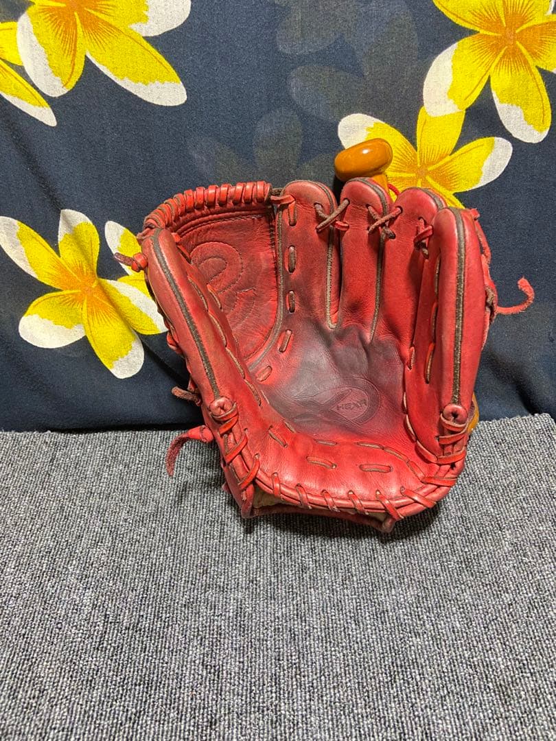 ヘキサ ピッチャー 軟式用 硬式可 グローブ 右投げ用 レッド 刺繍