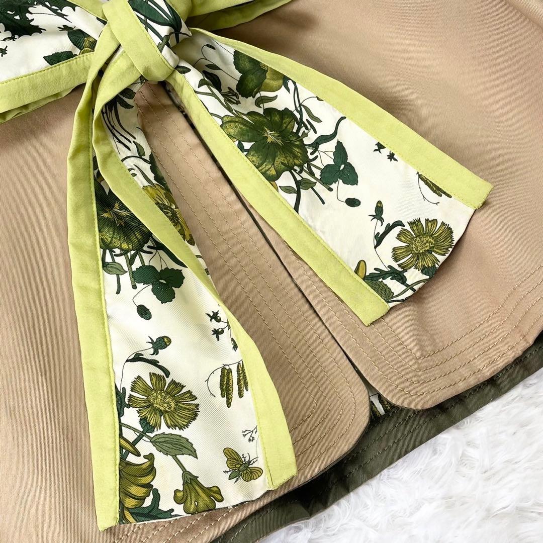 GUCCI ショートポンチョ シルク混 リボンタイ ボタニカル ベージュ 40