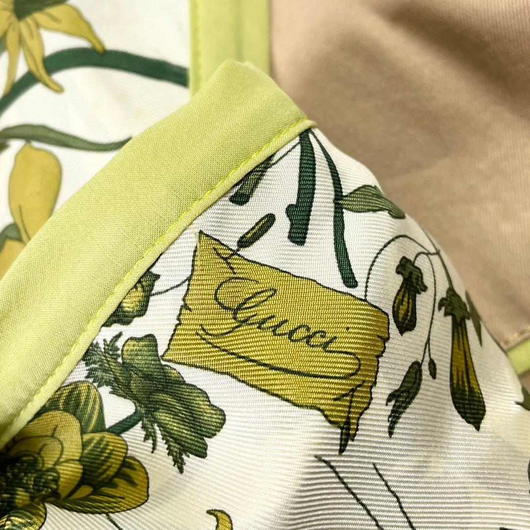 GUCCI ショートポンチョ シルク混 リボンタイ ボタニカル ベージュ 40