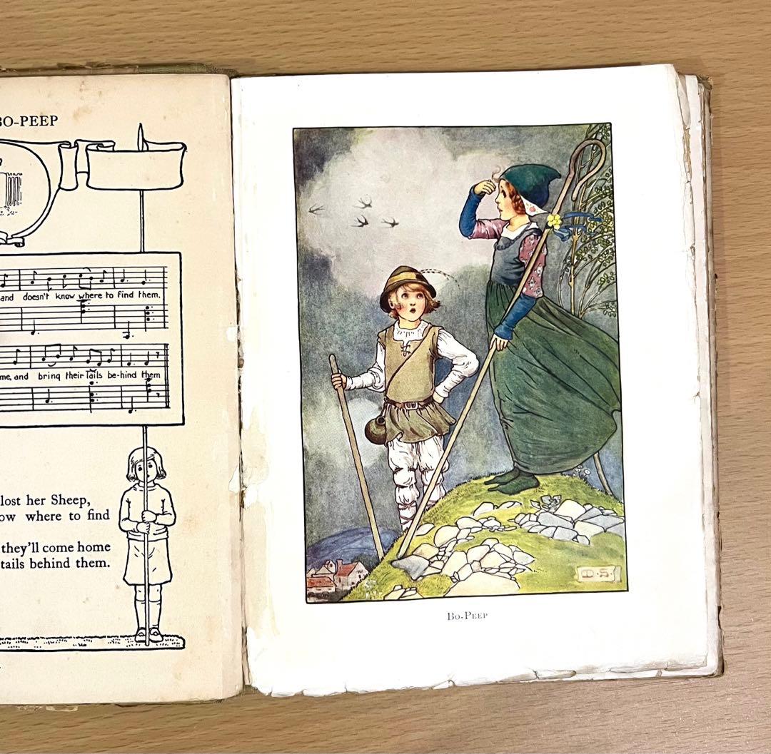 No.229 希少 アンティーク古書 洋書 絵本 水彩 ビンテージ 楽譜