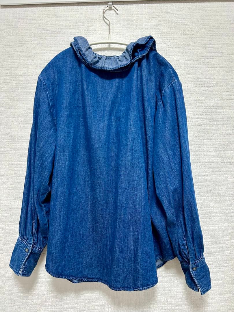 【RM denim】フリルギャザーデニムブラウス