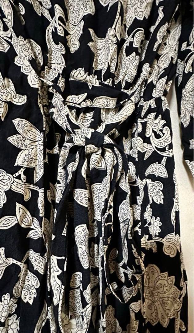✨ZARA 大人気ボタニカルブラックロングシャツワンピースXL