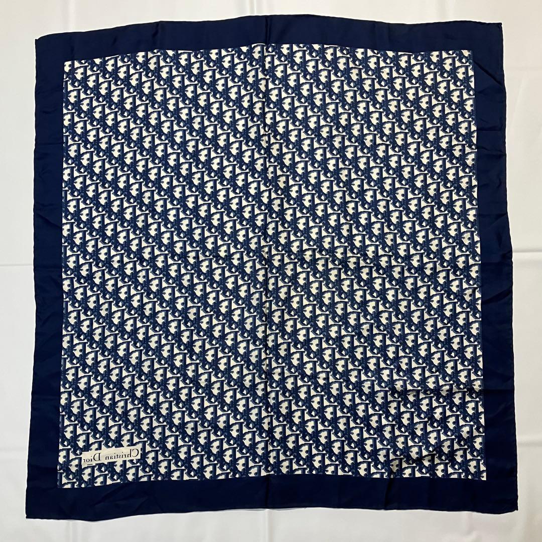 2511-129｜クリスチャンディオール スカーフ シルク ネイビー