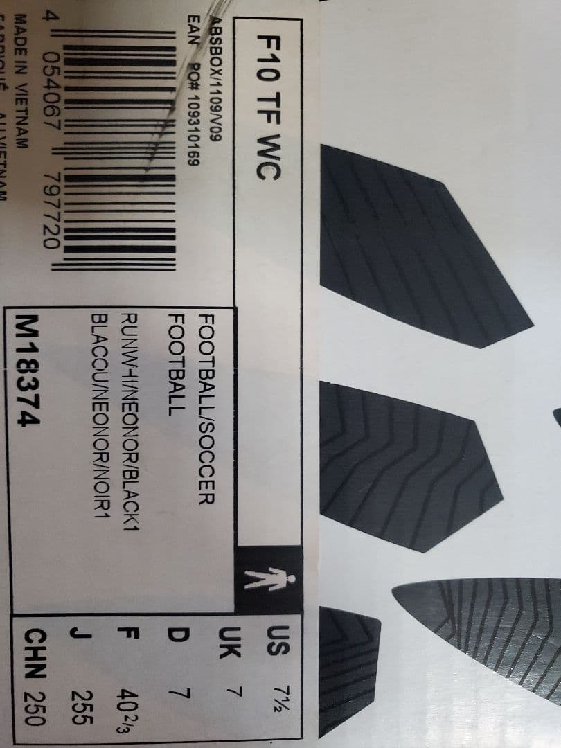 adidas F10 TF WC サッカーシューズ US 7.5
