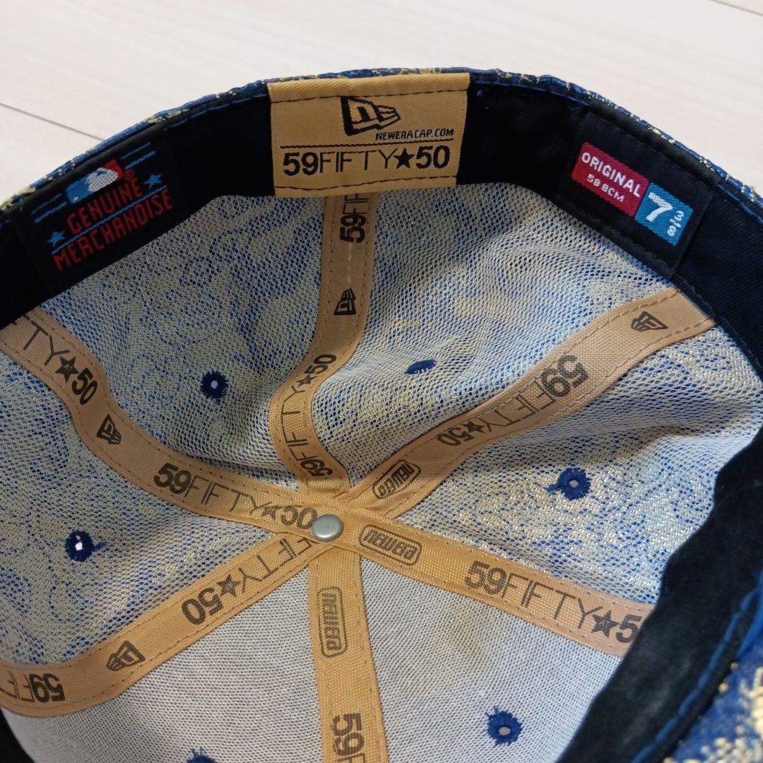 New Era 59FIFTY ネイビー 花柄 龍刺繍 キャップ サイズ58.8