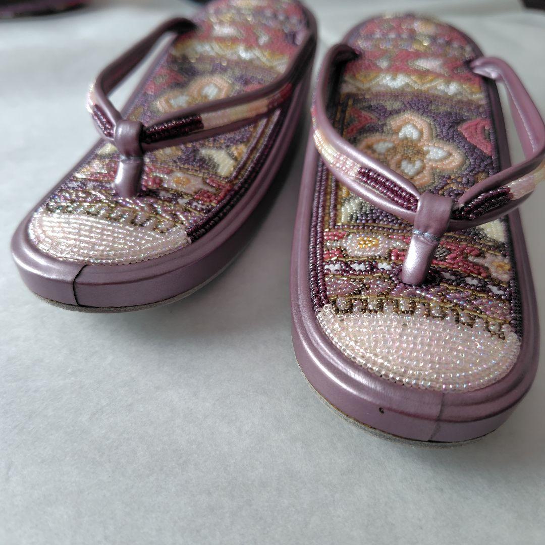 ビーズ刺繍 和装用バッグと草履セット