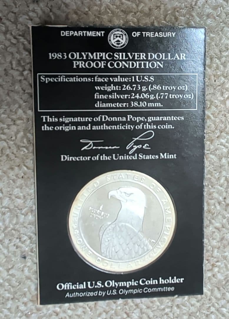 1983年ロスアンゼルスオリンピック　記念銀貨ドル 900ファインシルバー