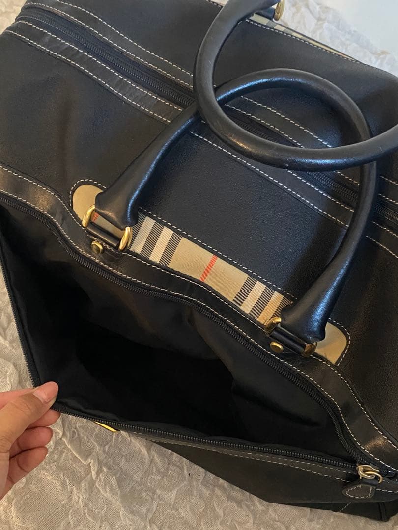 Burberry バーバリー ボストンバック　ゴルフバッグ　黒　レザー
