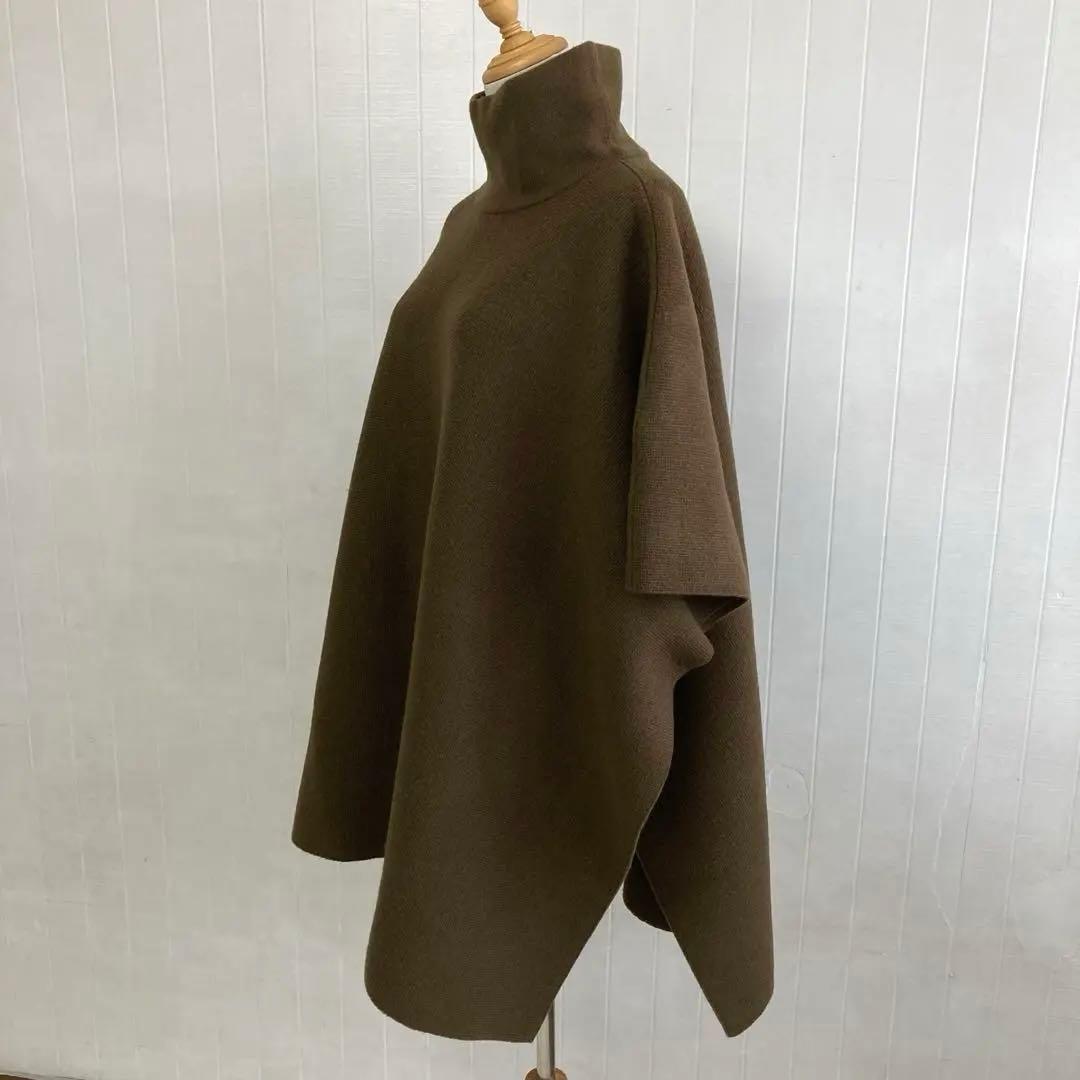 J&M DAVIDSON ニットポンチョ ウール100% カーキ Sサイズ
