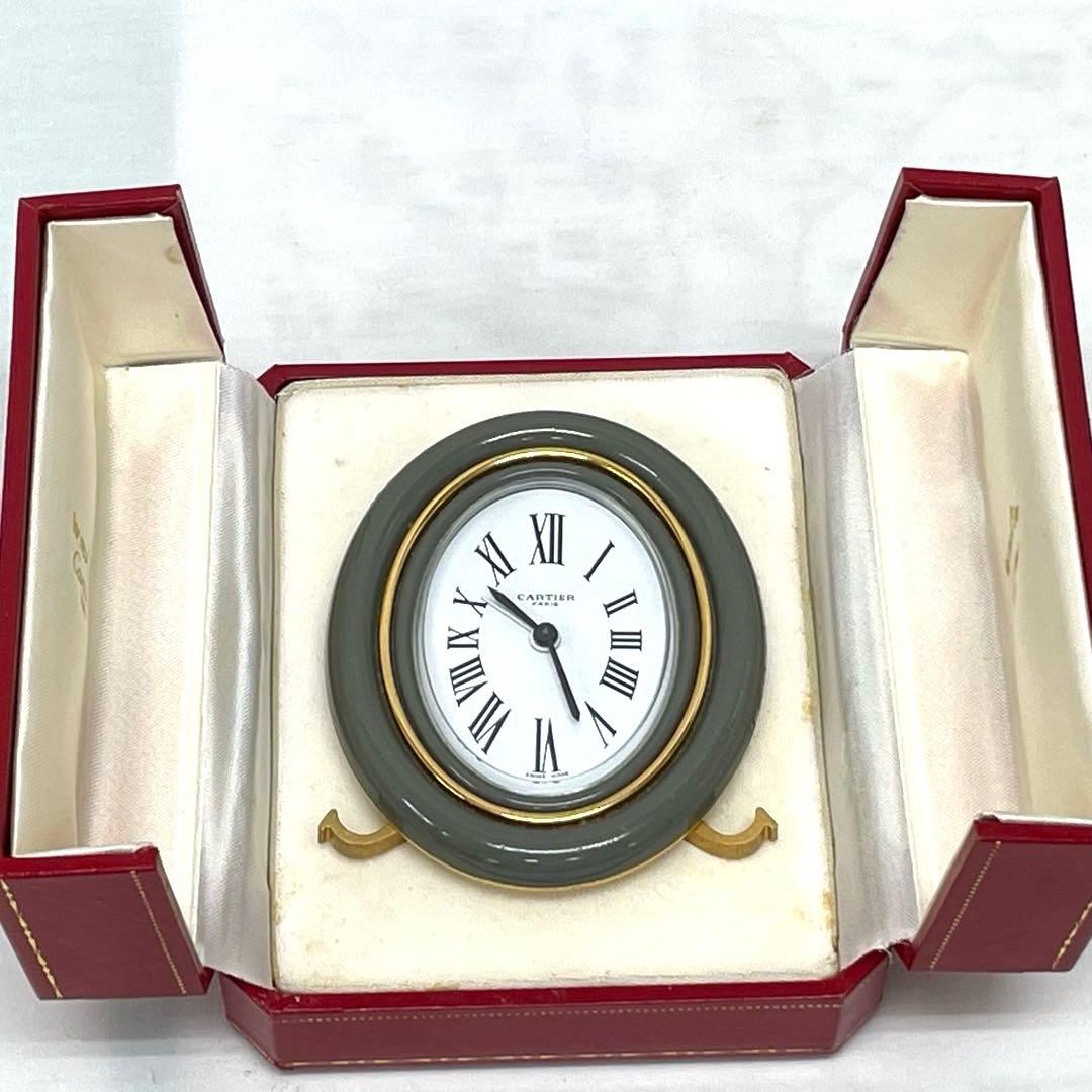 【T】Cartierアラームクロック 置時計 アンティーク 手巻 現状品