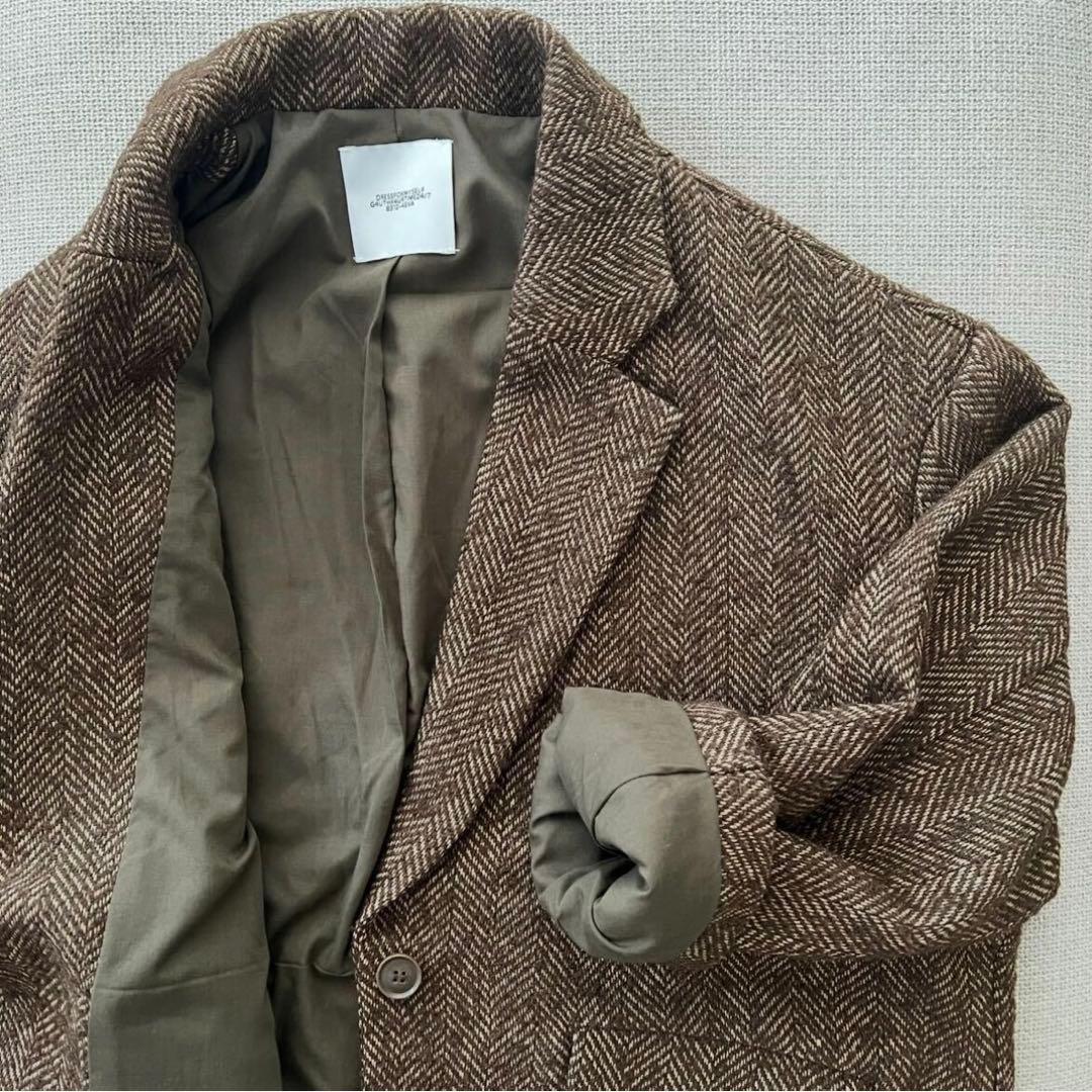 & DROBE ヘリンボーン ジャケット コート