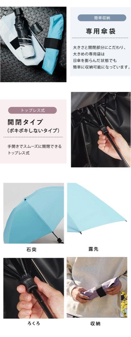 【新品】COKAGE+ ACTIVE 耐風 55cm 日傘（パウダーブルー）