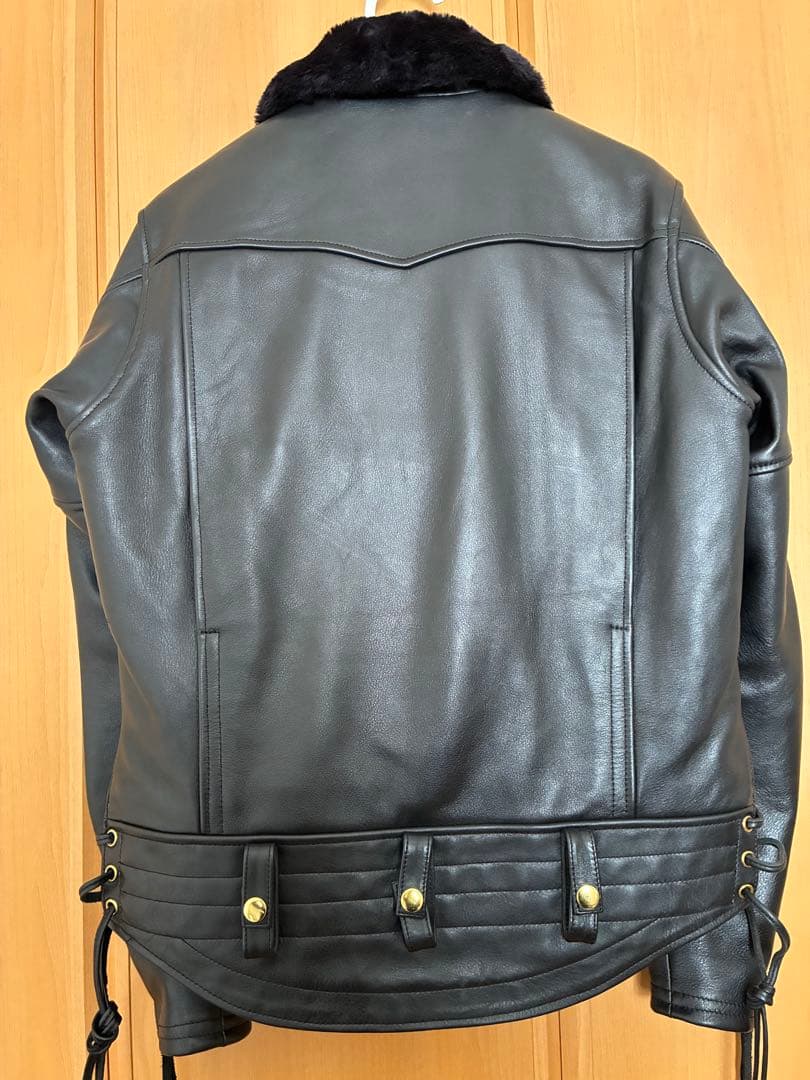 【美品】カドヤ KADOYA 黒 レザー シングルライダースジャケット Lファー