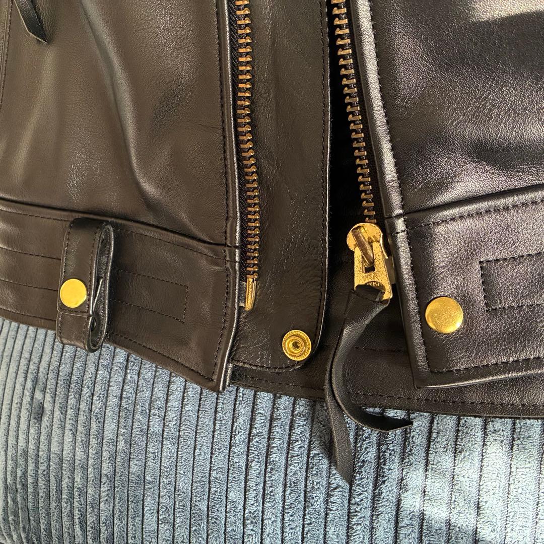 【美品】カドヤ KADOYA 黒 レザー シングルライダースジャケット Lファー