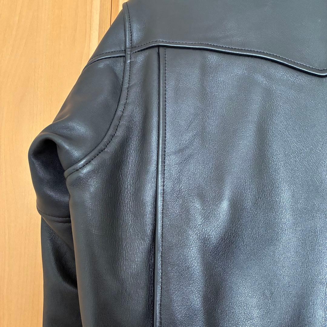 【美品】カドヤ KADOYA 黒 レザー シングルライダースジャケット Lファー