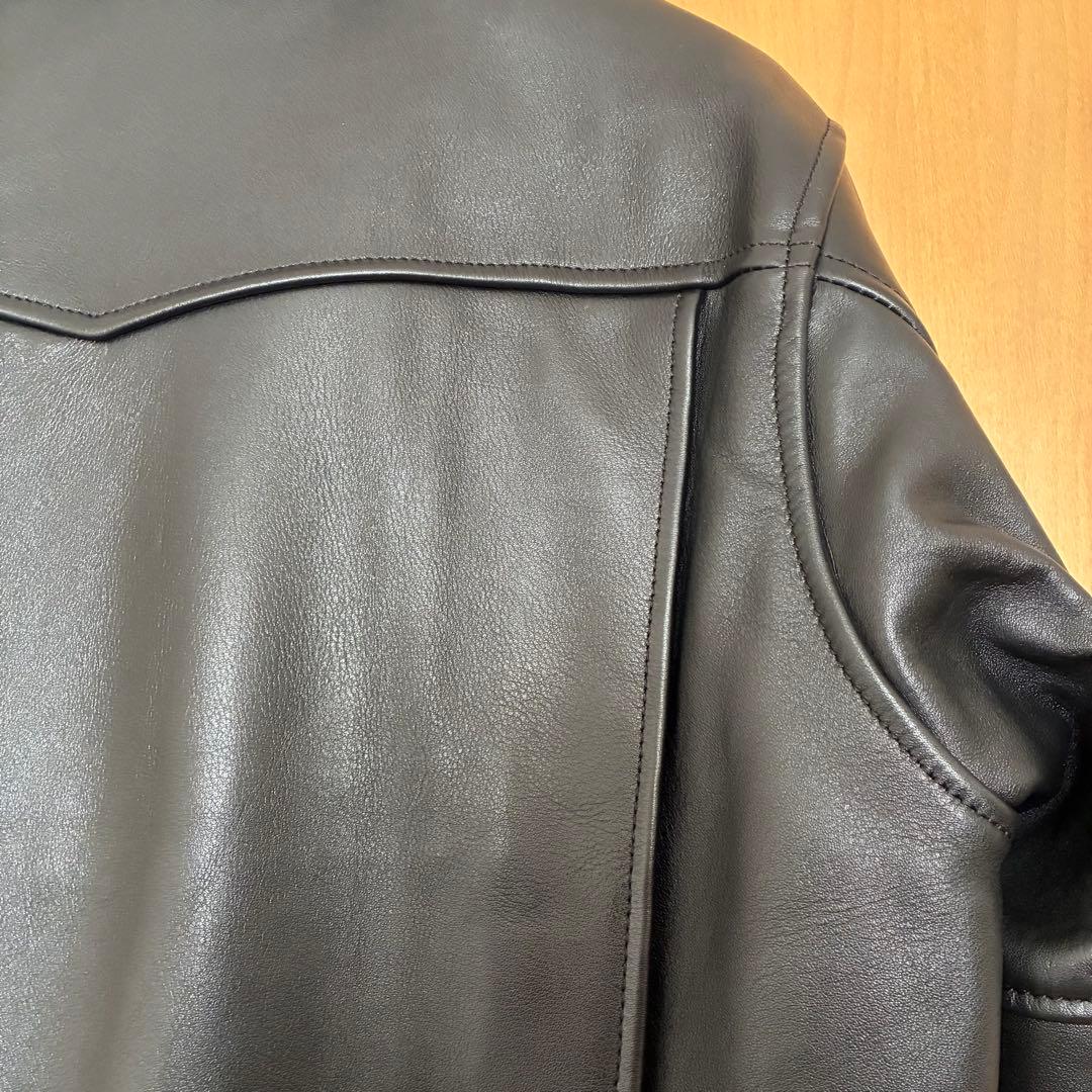 【美品】カドヤ KADOYA 黒 レザー シングルライダースジャケット Lファー