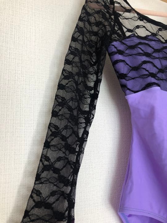 【未使用】ミホローブ バレエ レオタード 紫 レース 長袖 大人用