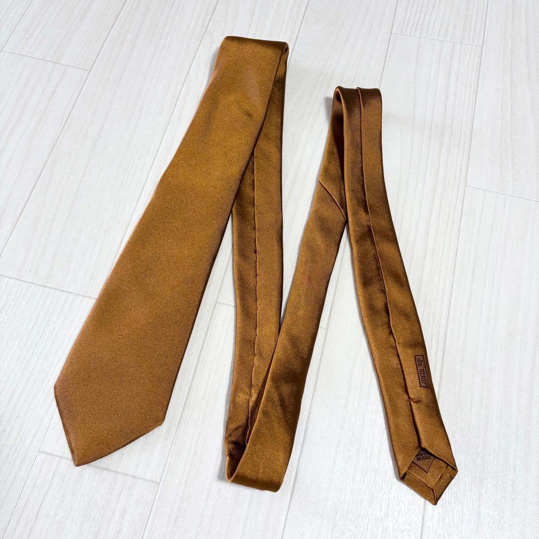 極美品【Brioni】ブリオーニ 高級生地タイ ソリッドブラウン ハンドメイド