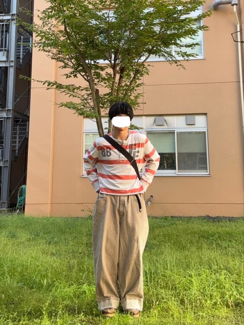 ウェア remake border rugby shirt XXL