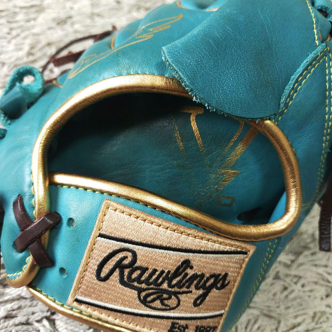 【良品・ターコイズ】Rawlings ローリングス 軟式野球　グローブ　投手用